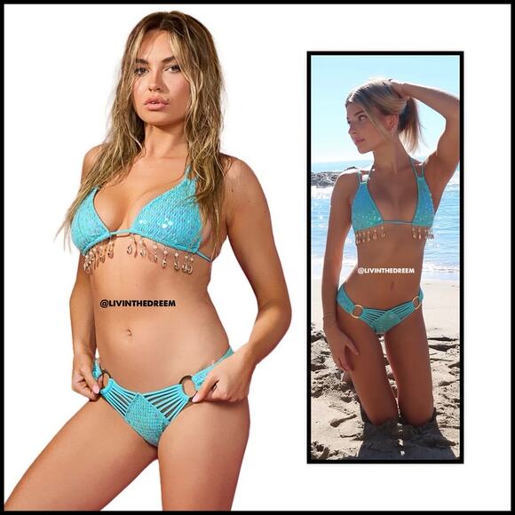 Beach Bunny Winslow Tri Top DD & Deana Skimpy Bottom L $366 - Picture 1 of 13